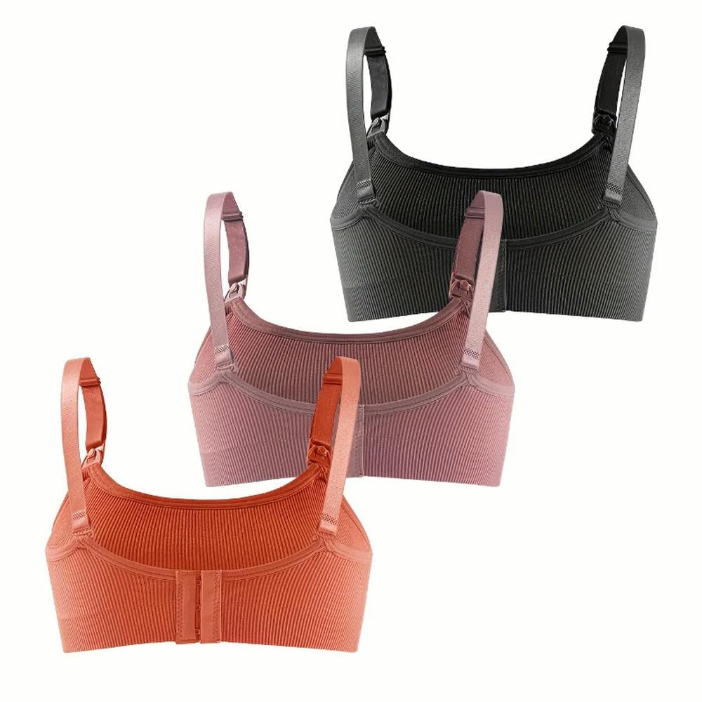 ZBDP 3 PCS Set Traspirante Frontale Aperto Allattamento Maternità Biancheria Intima Gravidanza Coppa Piena Senza Fili Confortevole Reggiseno Allattamento al S