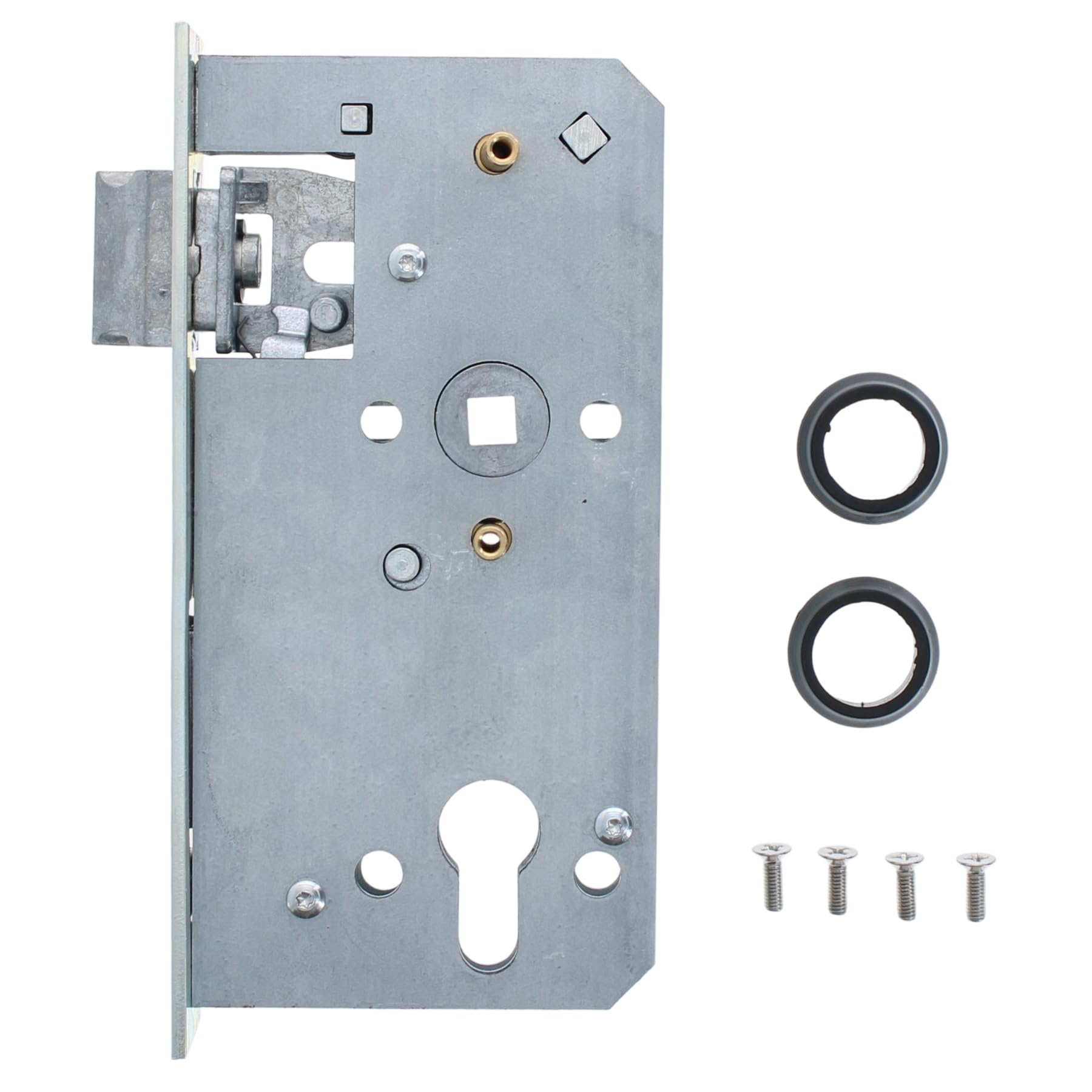 ToniTec Schloss für Einschweisskasten, Dorn 55 mm PZ 72 mm, Stulp 167x33 mm verzinkt für Metalltore geeignet