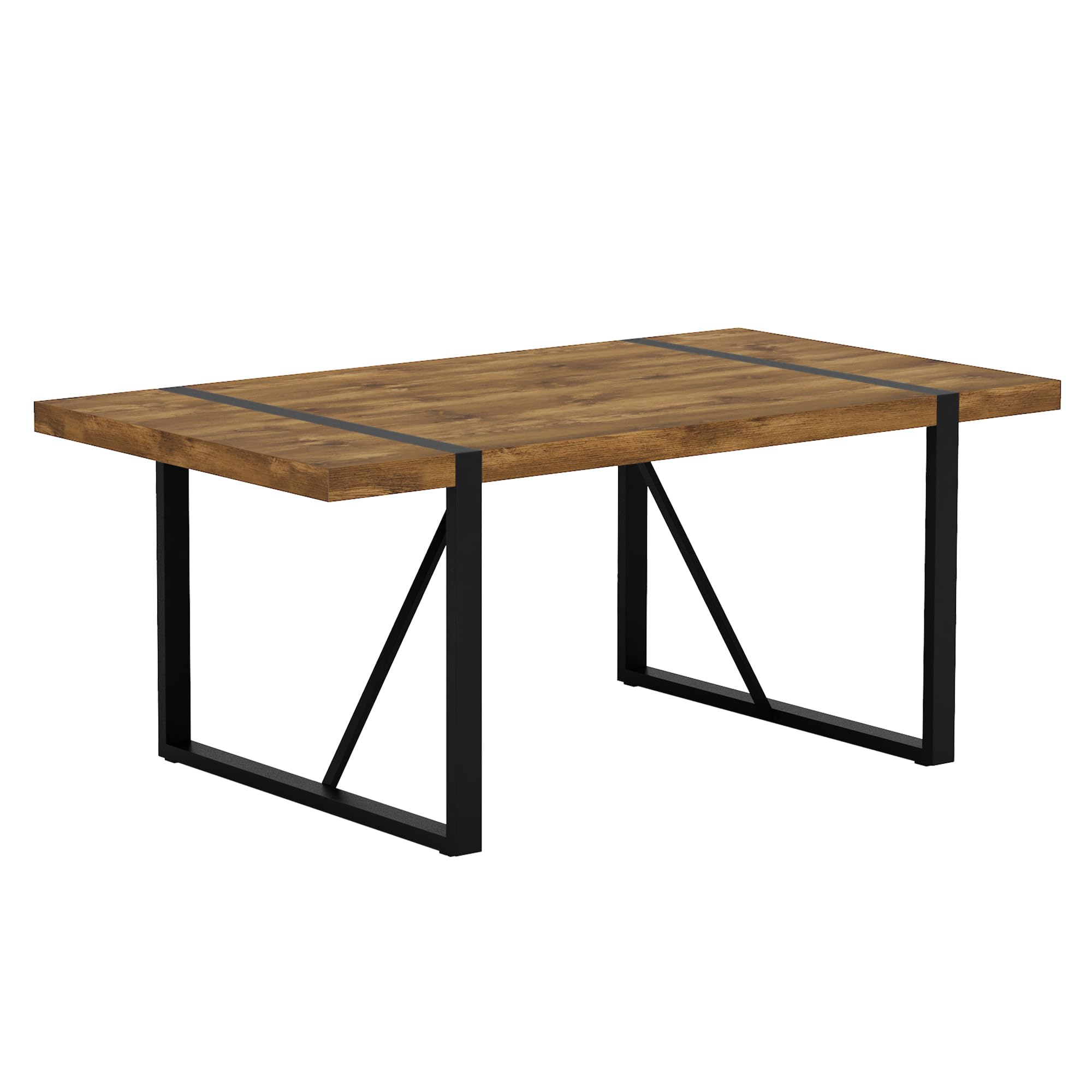 UELKS 71 Dining Table for 6-8 Dark Wood Kitchen Table with Metal Legs Dinner Table for 6-8 for