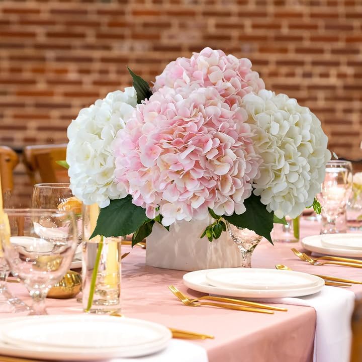 Pink Flowers Silk Artificial Hydrangeas, 4Pcs 22" Lifelike Large Silk Flowers with Stems, Artificial Flowers for Wedding Bouquet Table Centerpieces Outdoor Home - Image 6