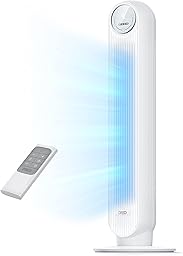 DREO 20dB Silent Tower Fan, 28 ft/s Velocity Electric Cooling Fan with Remote, 90° Oscillating 8 Speeds 4 Modes 8H Timer LED Display, DC Motor Quiet Standing Bladeless Floor Fans for Bedroom, White