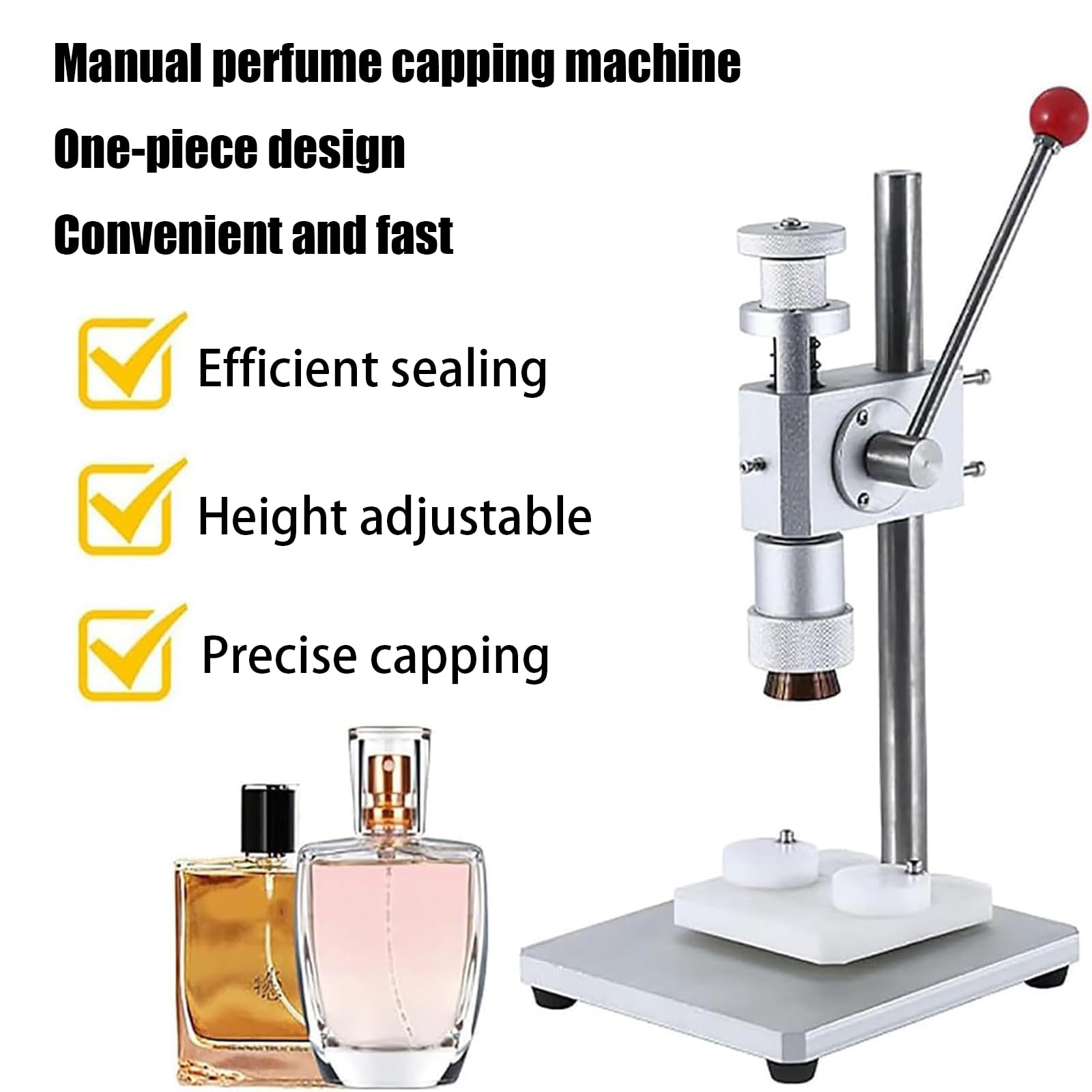 Machine à sertir de précision pour bouteilles de parfum avec aide au positionnement pour une étanchéité fiable, idéale pour les loisirs créatifs, la fabrication de parfum, les huiles essentielles, une