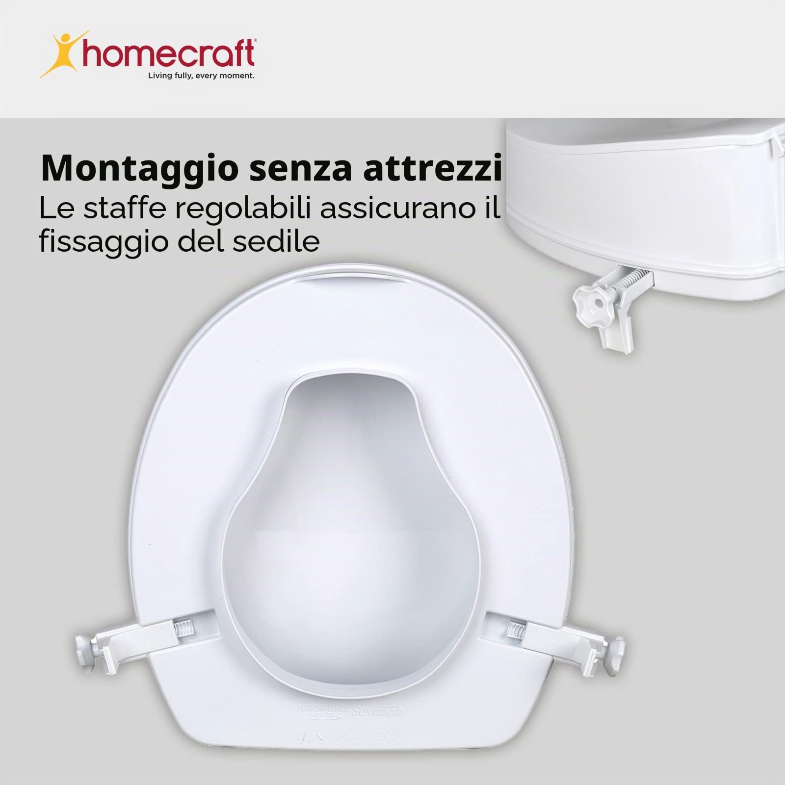 Savanah 24248 Sedile WC rialzato con coperchio, 15 cm