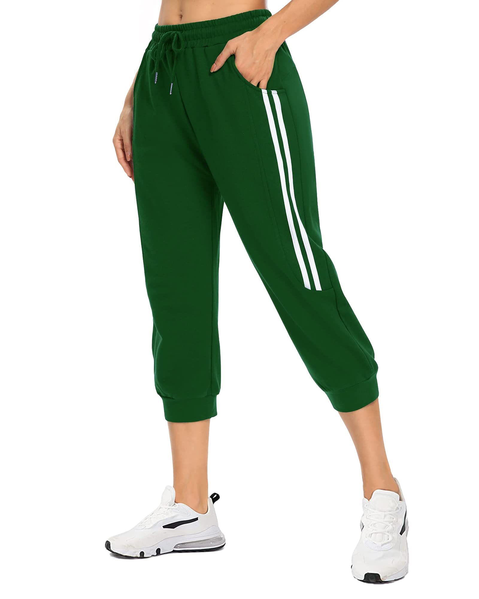 Women's Capri Sweatpants Joggers with Pockets Capris High Waist Drawstring Yoga Running Workout Casual Capri Pants