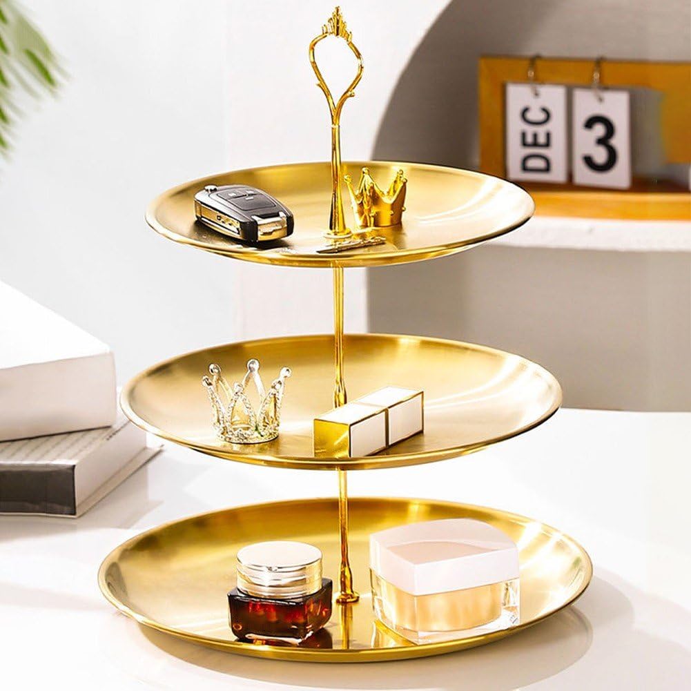 Set Di 2 Espositori Per Cupcake A 3 Livelli In Metallo Dorato - Torre Porta Dessert Per Matrimoni E Feste - 4