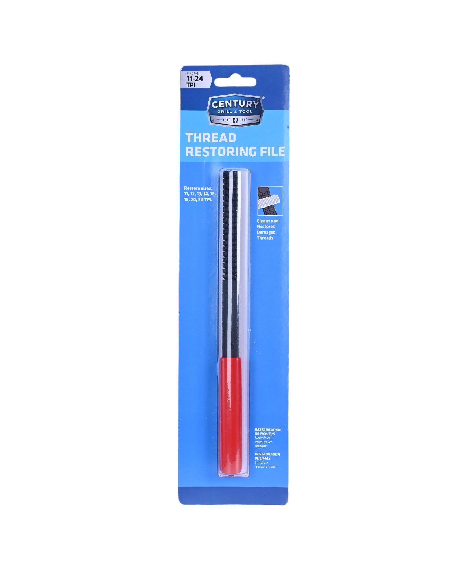 Century Drill & Tool 92941 pilnik do przywracania gwintu, 11 do 24 TPI