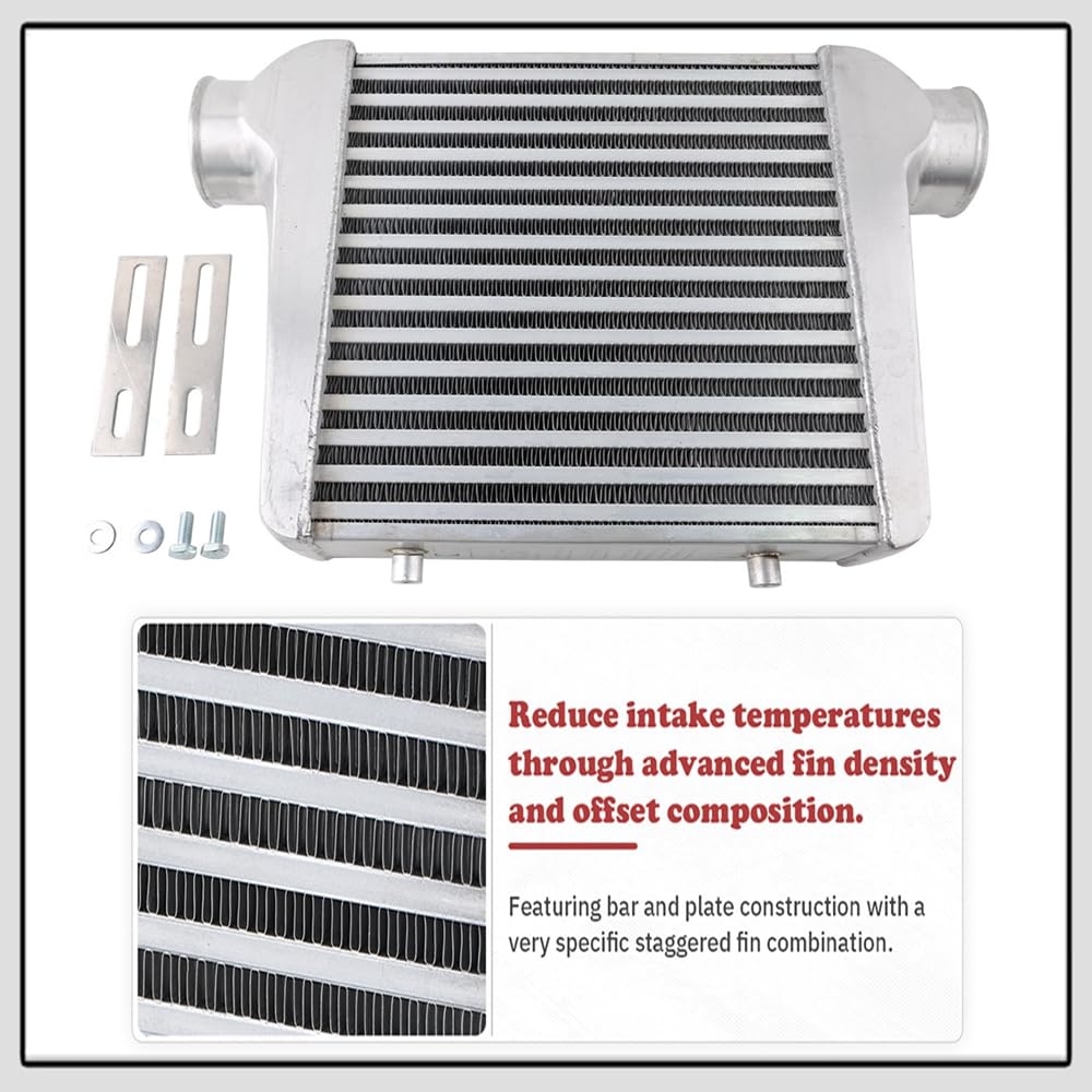Intercooler samochodowy Intercooler uniwersalny 280x300x76mm aluminiowy grzejnik dolotowy zimnego powietrza 3-calowy wlot 76mm wylot do samochodu Turbo Intercooler do turbiny