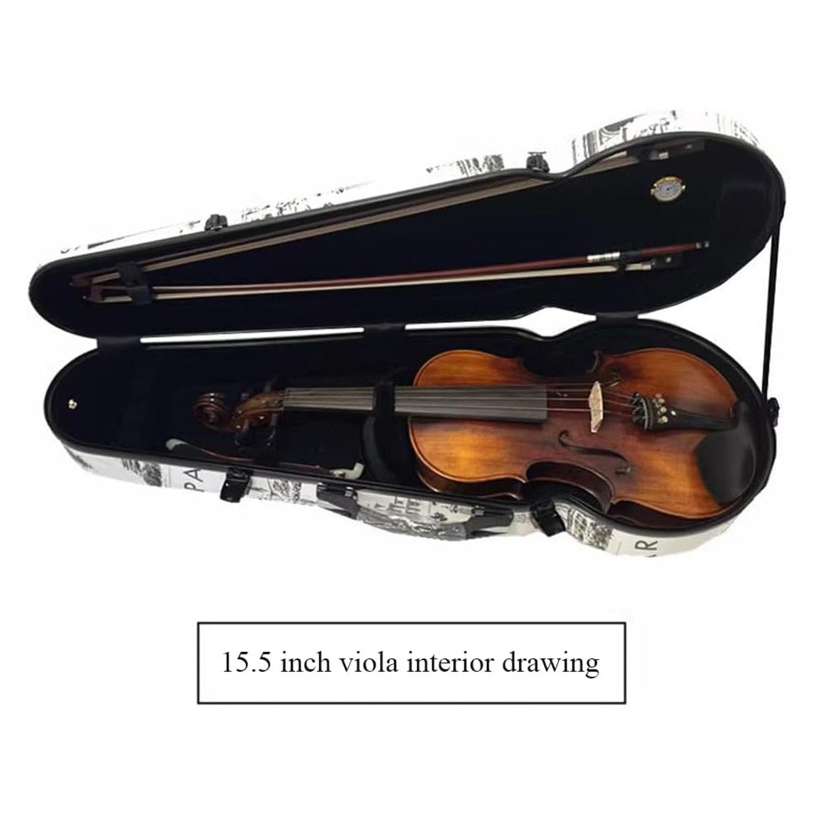NILoykg& Estuche para viola de fibra de carbono ligero, almohadilla de cuello ajustable con velcro para tamaños de 15 a 17 pulgadas, forro grueso,asa resistente y correas traseras,C