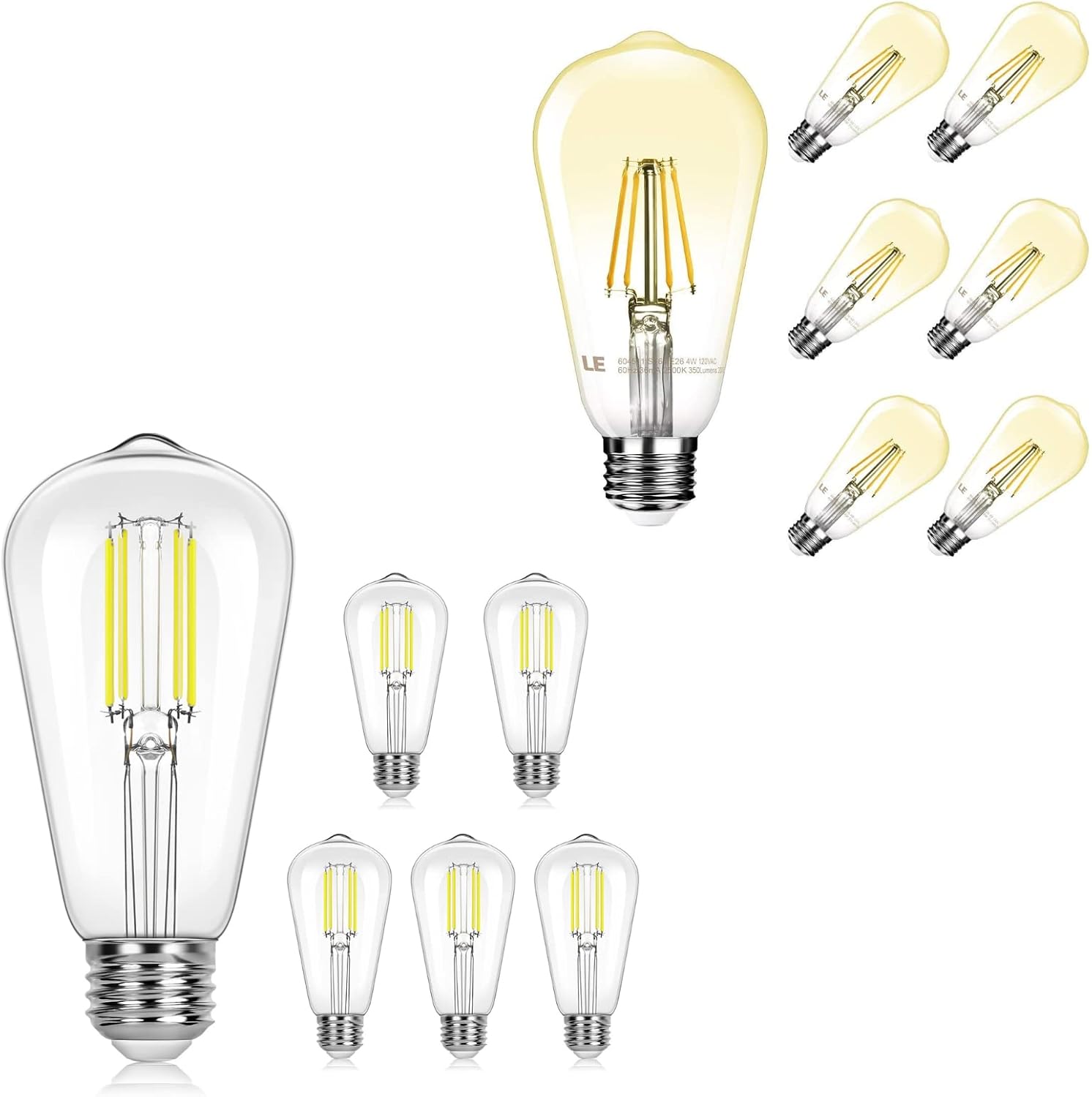 Lepro丨LE Bundle - LED Edison Bulbs & Warm White 2500K ST64 E26 Vintage Edison LED Bulbs