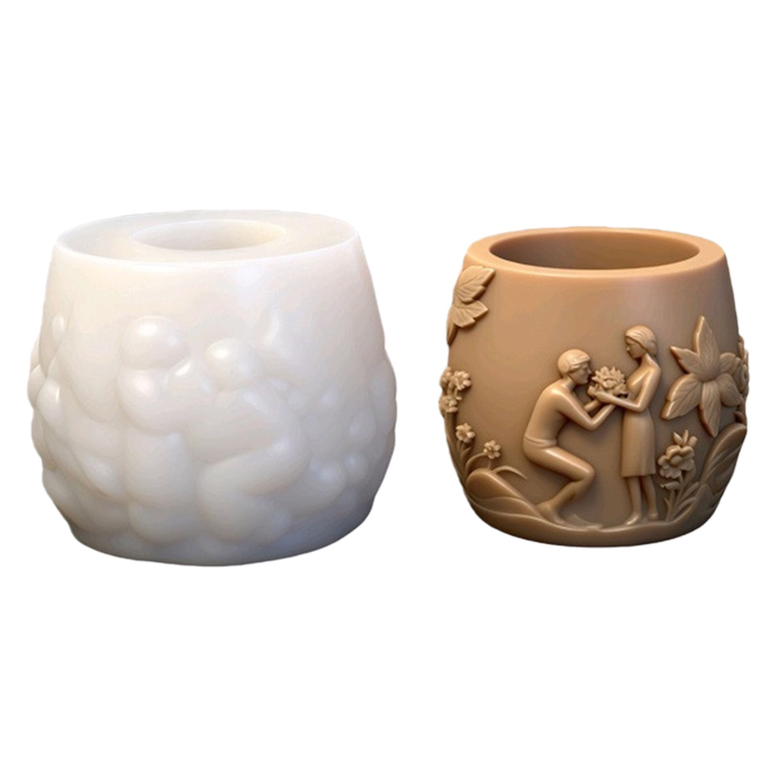 Jazuaiao Couple Embossed Silicone Flowerpot Molds Silicone for Epoxy Resin Pen Holder Home Decoration Embossed Molds