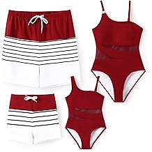 Family Matching Summer Swimwear, Women and Girl One-Piece Swimsuit, Men and Boy Swim Trunks