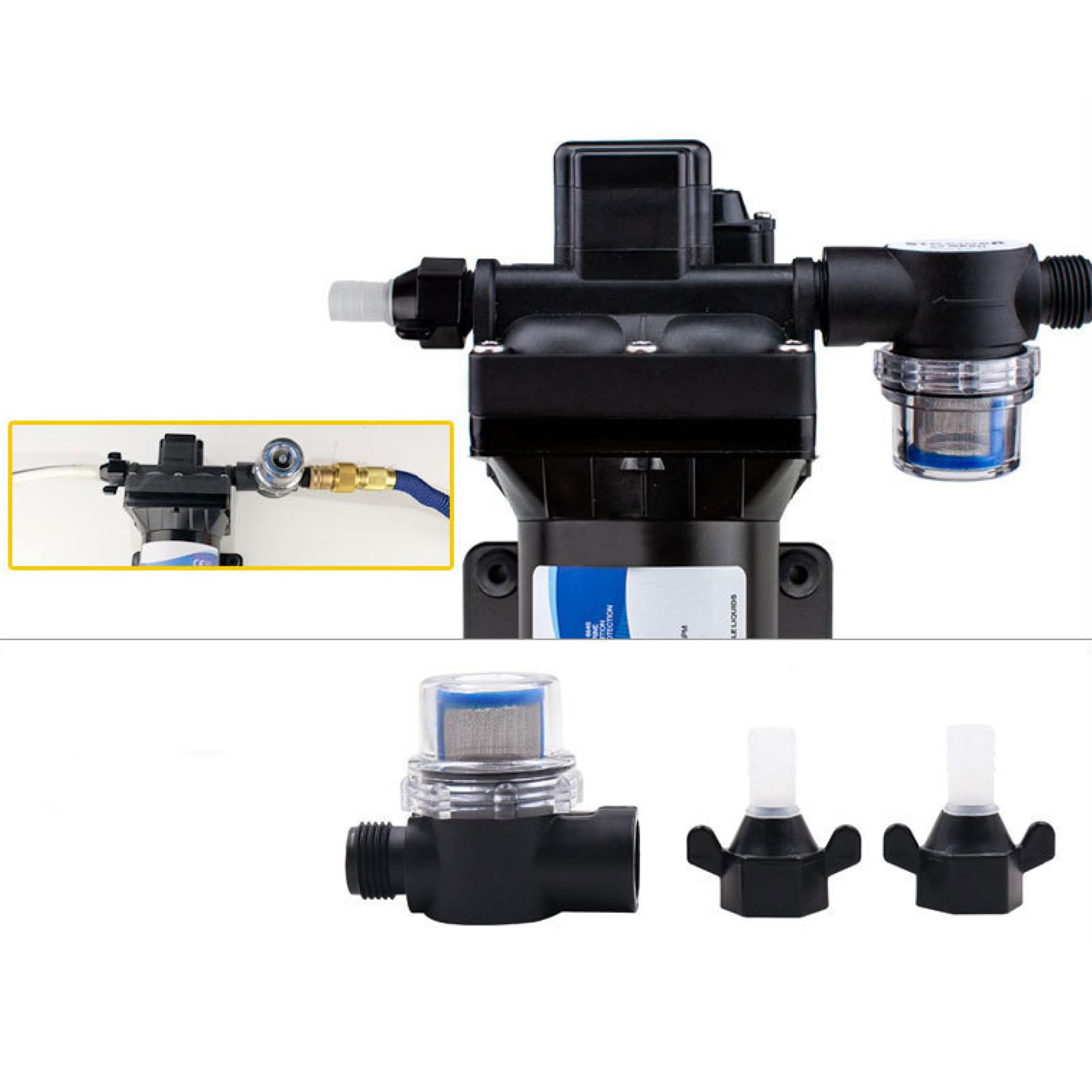 Pompa RV, samozasysająca pompa ciśnieniowa wody RV 12 V 4,5 GPM 60 PSI Przełącznik ciśnieniowy Auto Start Stop Długość podnoszenia 30 m dla opryskiwacza jachtu RV Pojazd do