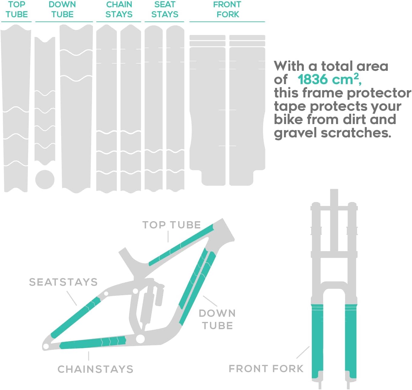 CNC Downhill/Enduro Bike Frame Protection kit,33-Piece Total Frame Protector Sticker-Frame Guard Tape Wrap Film for Top/down Tube,Seatstays,Chainstay,Fork Protect Bike from Scratche/Ding.transparent