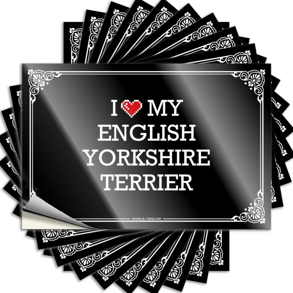 Home Decor Accessories Hard Bumper - I Love My English Yorkshire Terrier Encouragement Durable Sticker Easy Apply for Friends Decor(12X18CM)