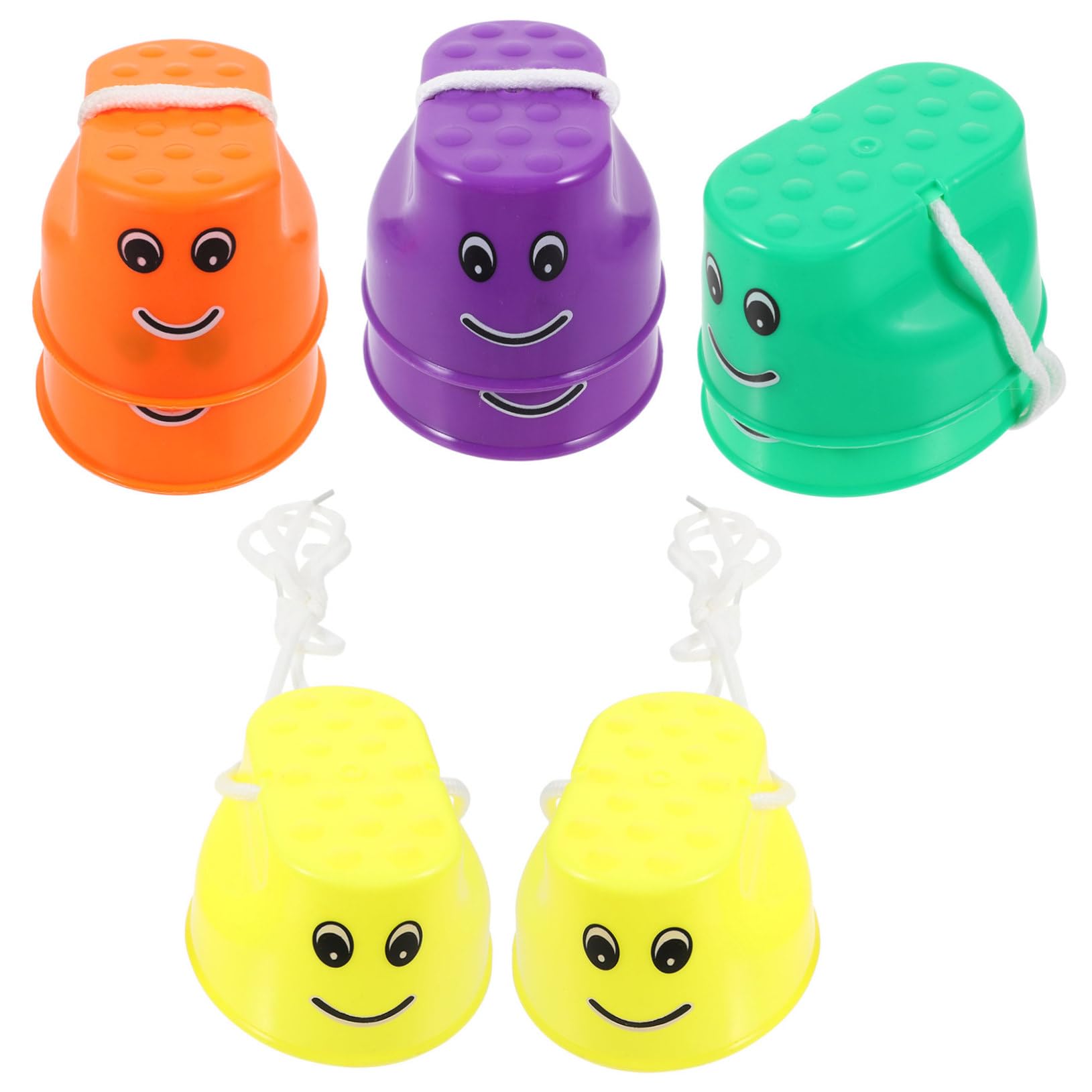 Toyvian 4 Pares de Zancos de Cubo para Niños Diseño Antideslizante de Plástico, Juguetes Divertidos para Desarrollar Habilidades Motoras en Juegos al Aire Libre