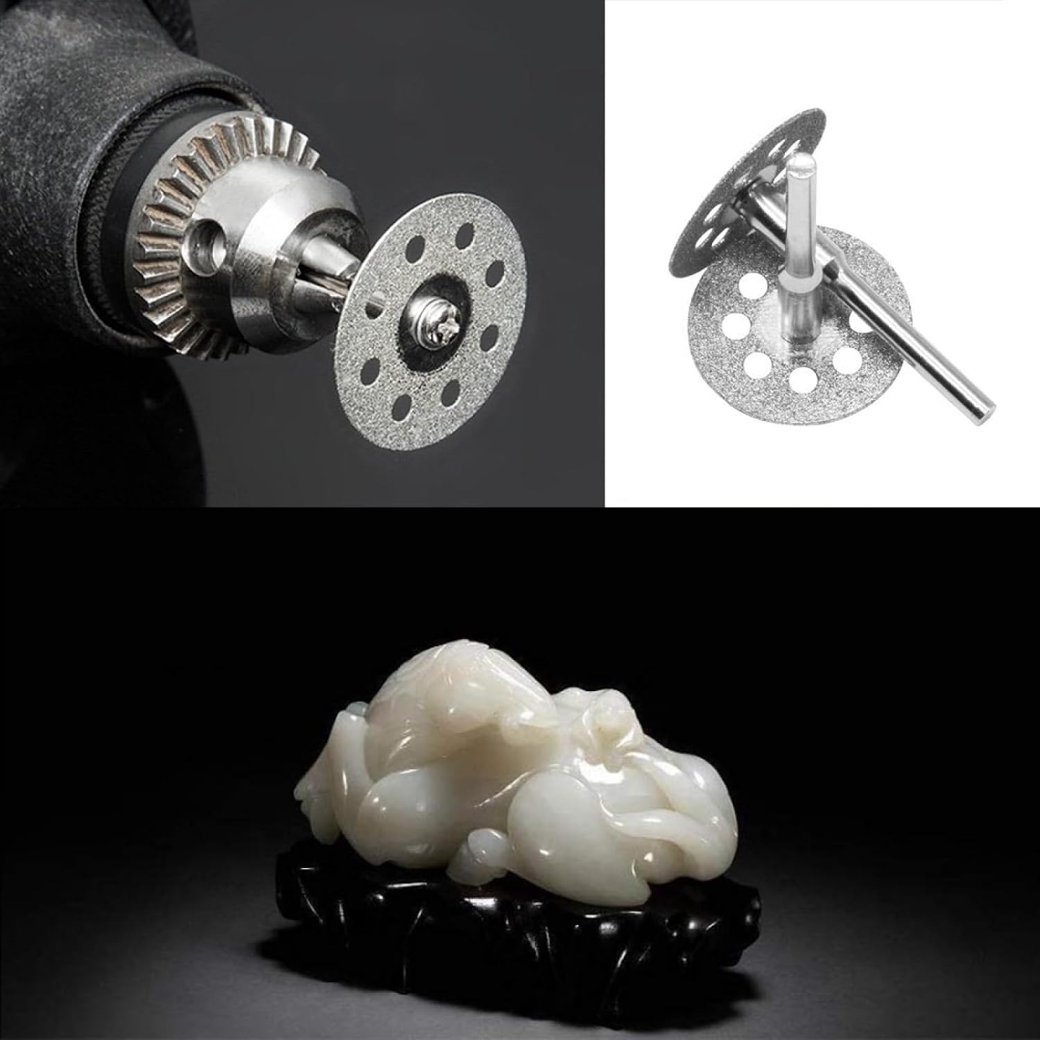 Diamond Cutting Wheel Kit - 25 Diamond Cutting Wheels, 5 Mandrels, and a Screwdriver for Glass Ceramic Stone and Metal Cutting