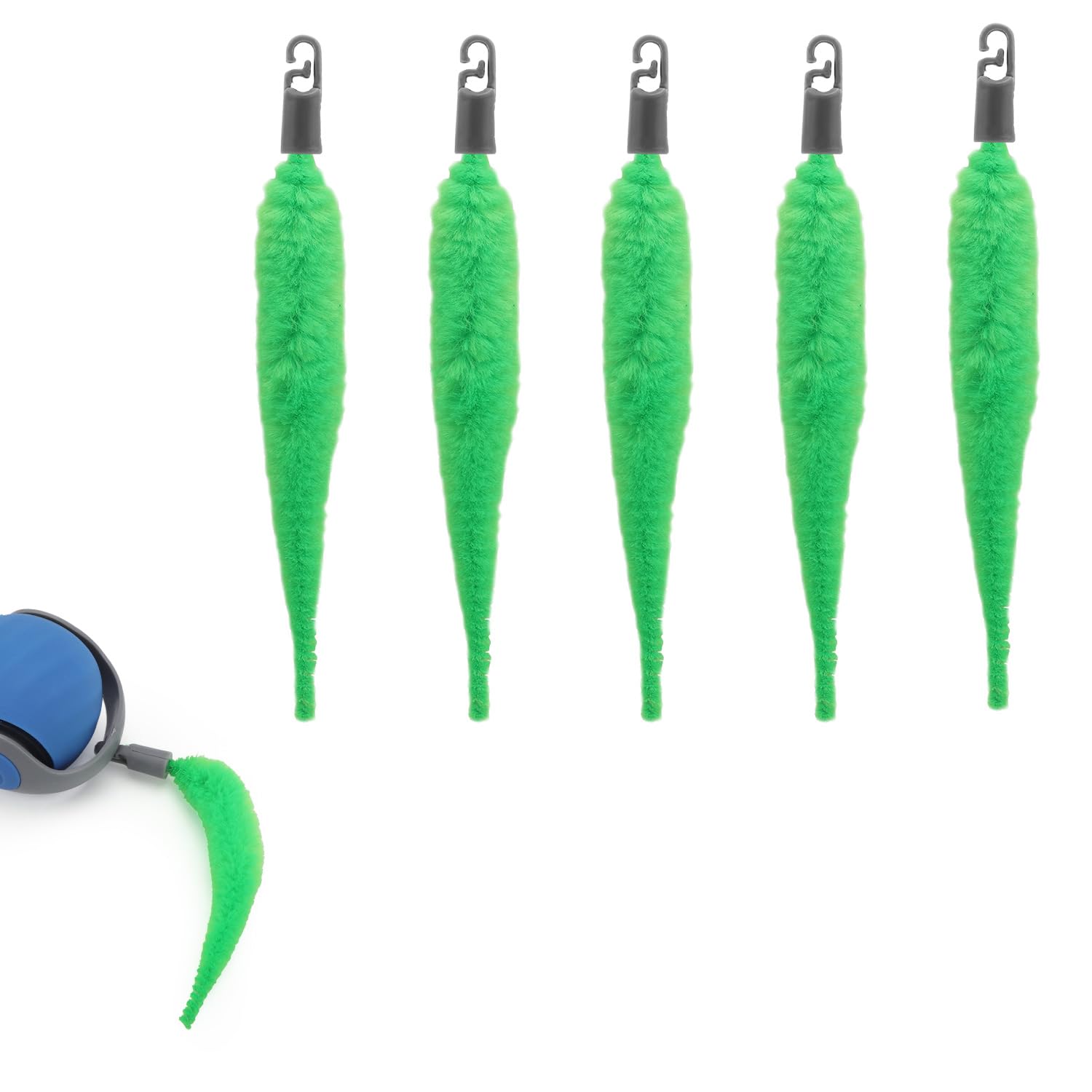 BOXOB 5pcs Cat Ball Toy Replacement Tails, Interactive Cat Toy Accessories Attachments Automatic Moving Ball Worm Refills Rope for Speedy Tail 2.0 (Green)