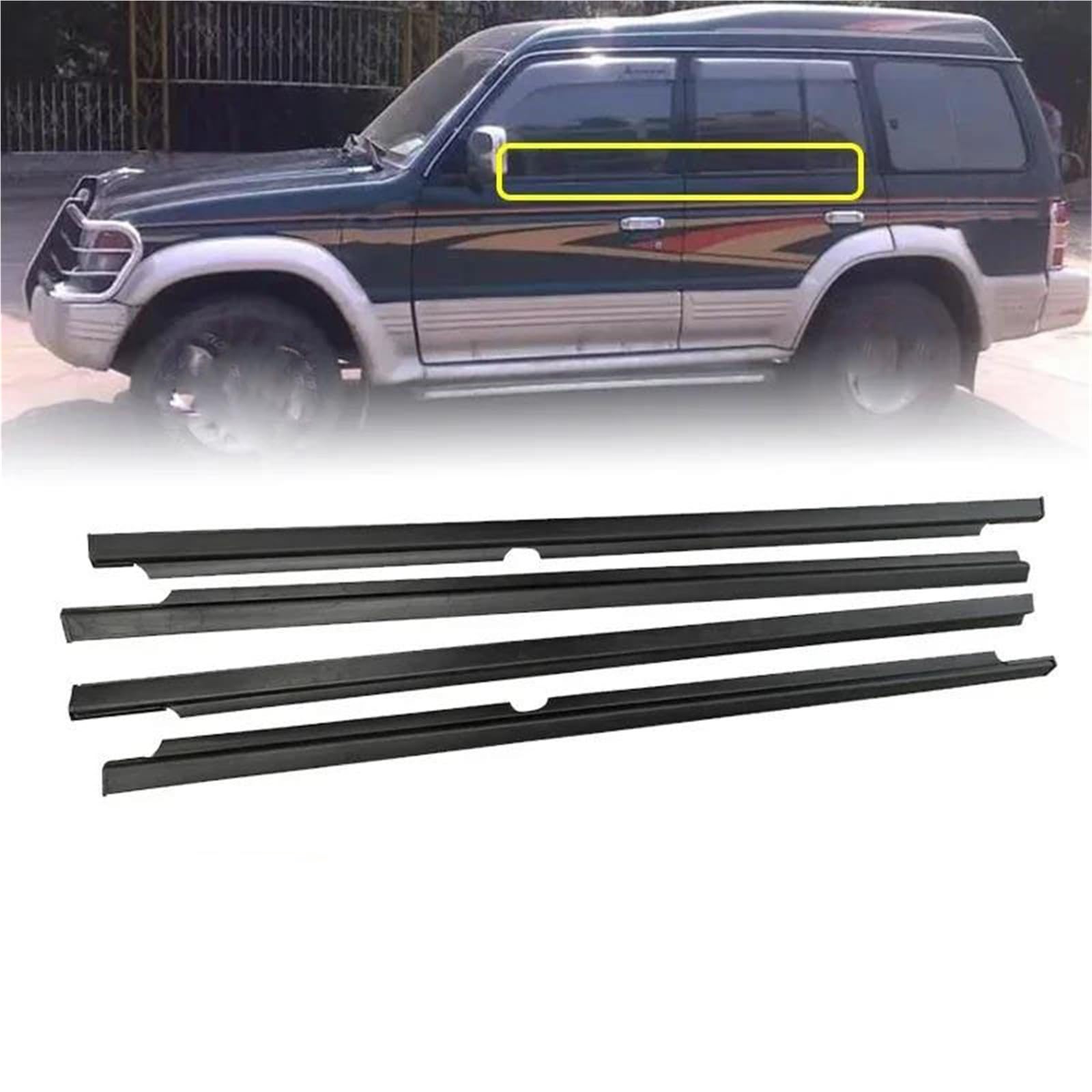 Listwa uszczelniająca do okien Mitsubishi Montero i Pajero (2. generacja, V20, V31, V43, V32, V33, lata produkcji 1989–1999), zewnętrzna uszczelka okienna, taśma uszczelniająca, MB669117