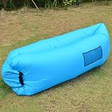 Chaise canapé et sac de couchage portable et gonflable - Lit à compression pour voyage, camping, pêche, plage, parc, jardin par Outad, bleu