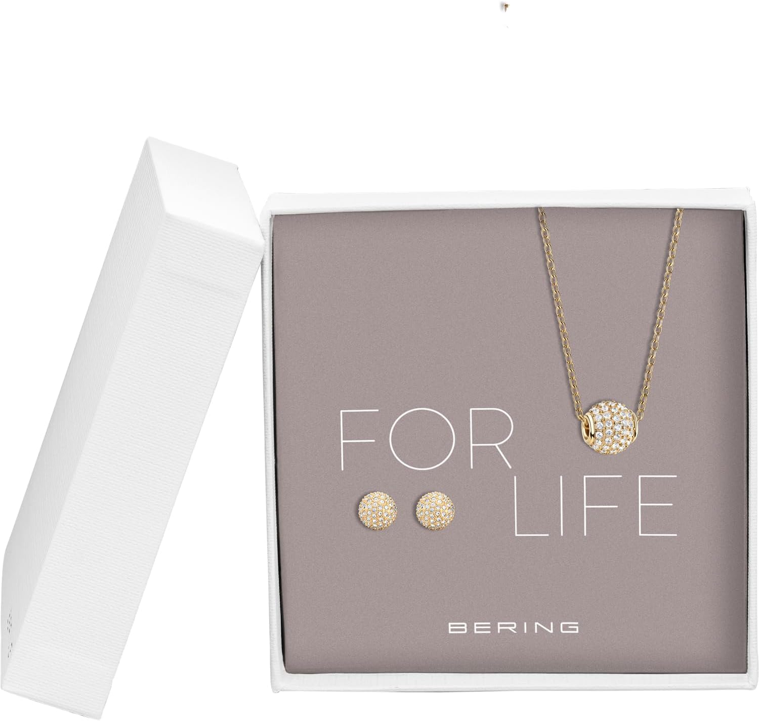 Bering 414LittleSparkle 719-Gold Women's Necklace Earring Set Stainless Steel