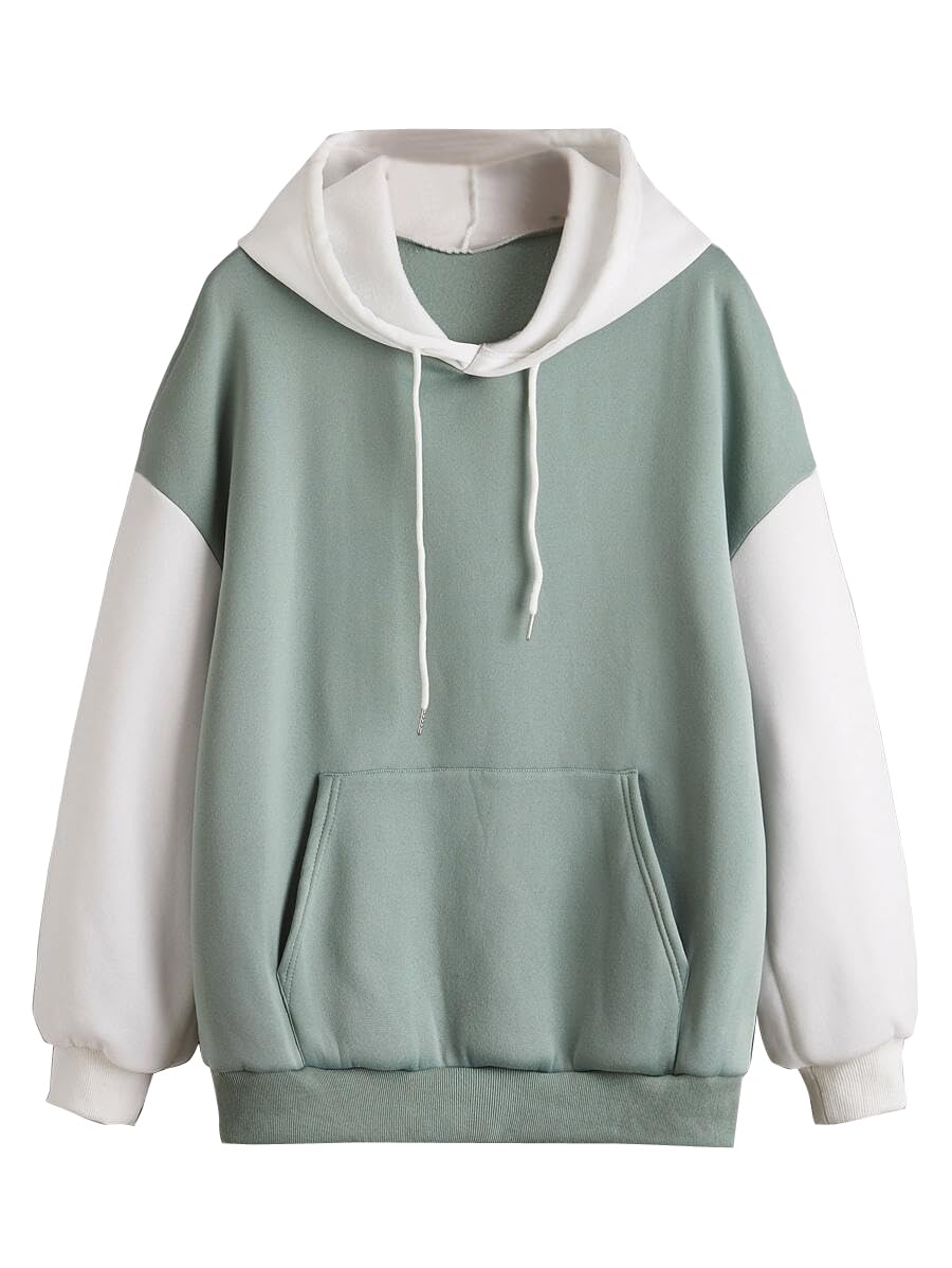 Unisex Color Block Hoodies for Men & Women – Casual Oversized Pullover with Kangaroo Pocket & Drawstring Hood|Winter wear for Womens|-image-43
