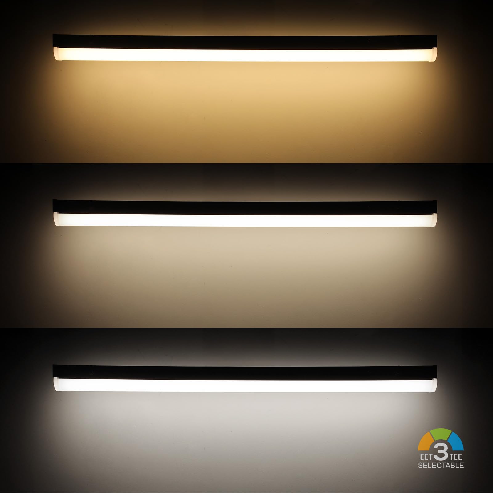 LEONLITE 3CCT 4ft LED Linear Strip Light Fixture with Emergency