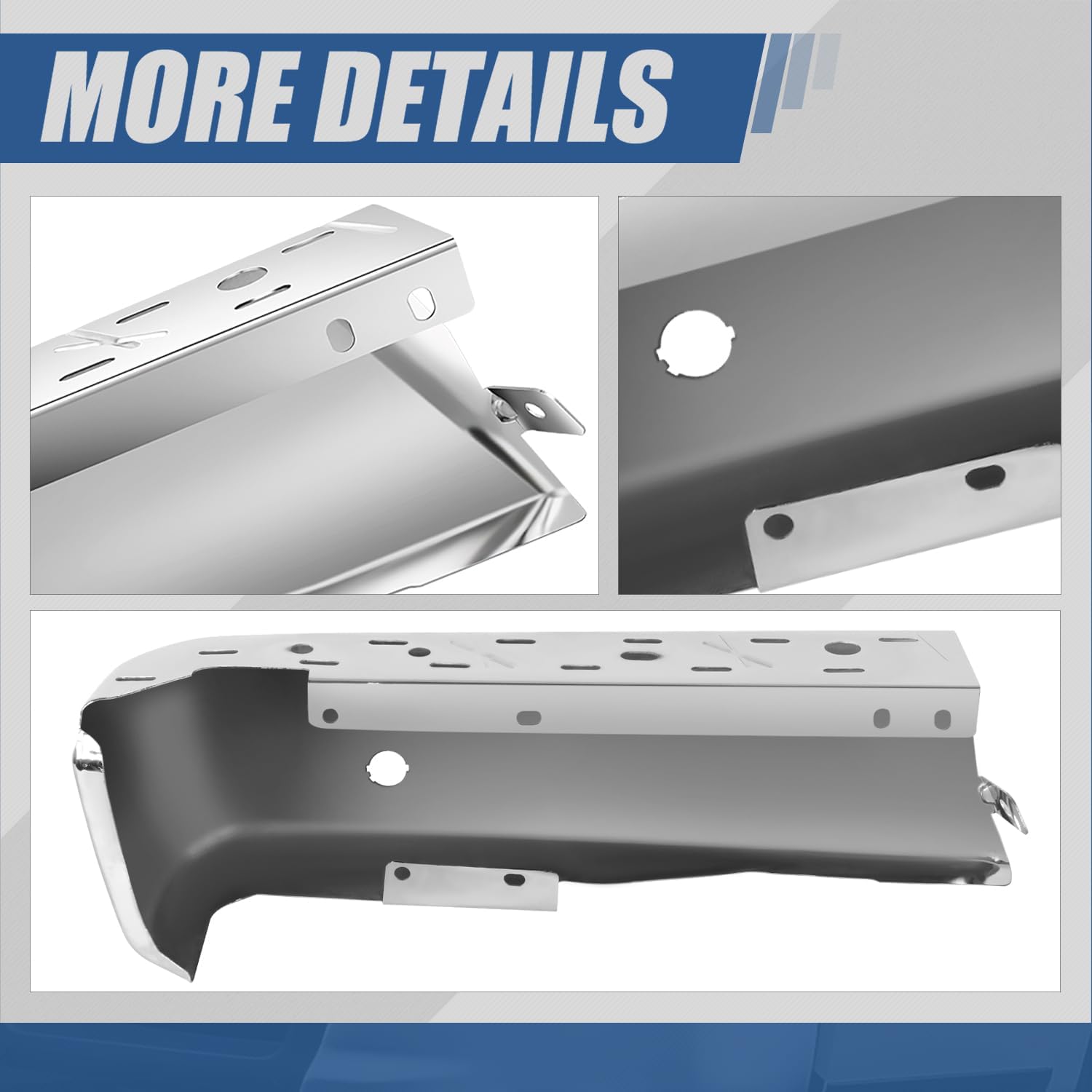 Auto Dynasty Rear Bumper End Caps Cover Compatible with 2015-2020 Ford F-150, Driver and Passenger Side, with Parking Sensor Holes, Polished Chrome