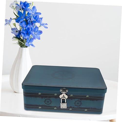 Miniatura 9 de Caja de almacenamiento con cerradura organizador de fotos escritorio escritorio hojalata caja de estaño escritorio rectangular alcancía pequeña caja