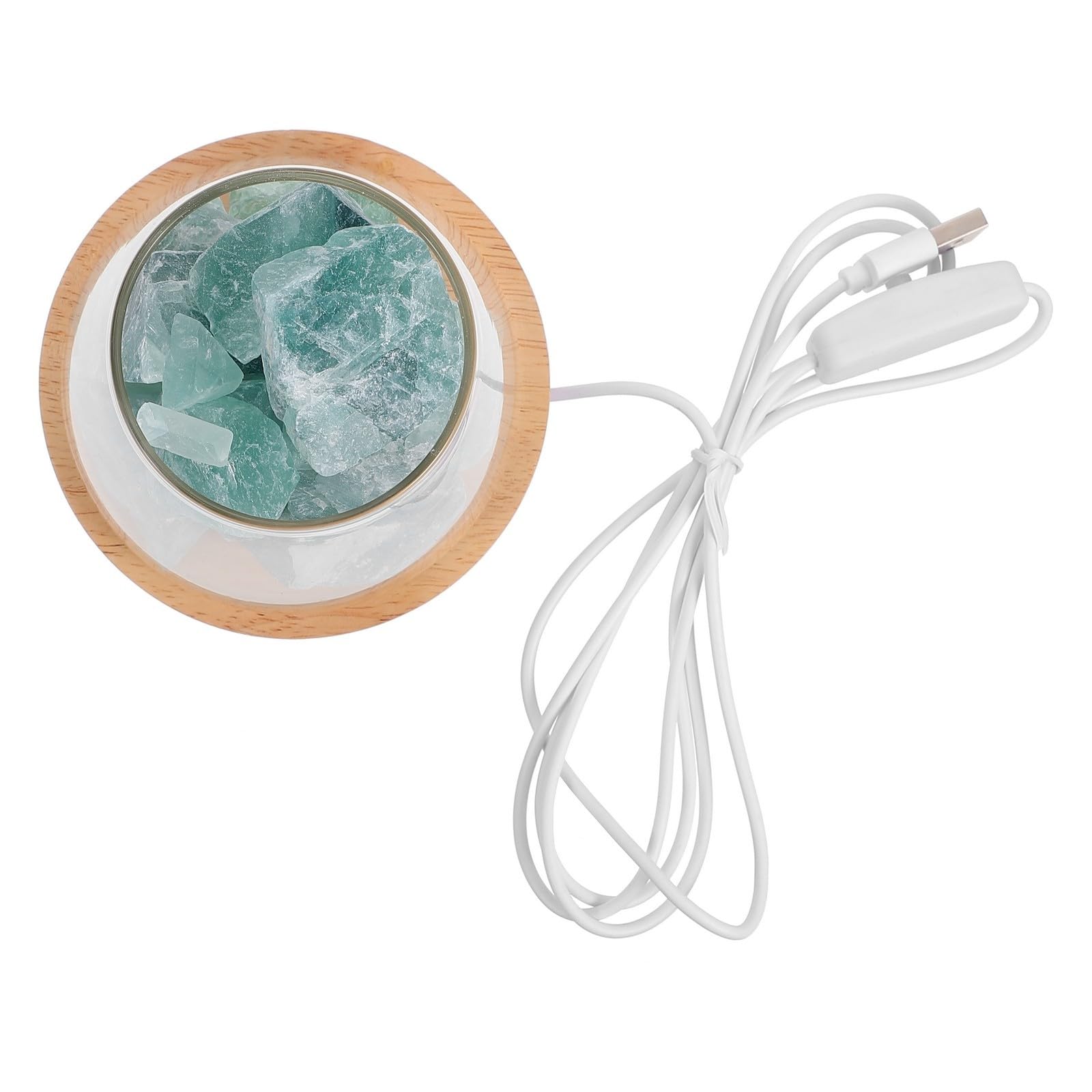 VALICLUD Lampada Aromaterapica in Pietra di Cristallo Verde per Camera da Letto e Soggiorno Funzione Diffusore Aromi e Rinfrescante Aria in Vetro