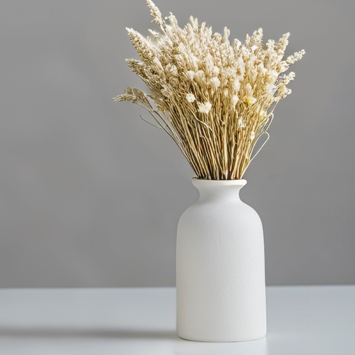 Distressed Ceramic Vase Set of 3, Modern Bohemian Farmhouse Home Decor, Pampas Grass Dried Flowers Vases for Living Room, Dining Room, Bedroom, Kitchen, Bathroom, Office, Entryway (White) image 4 of 9 B0CVFJLKCG