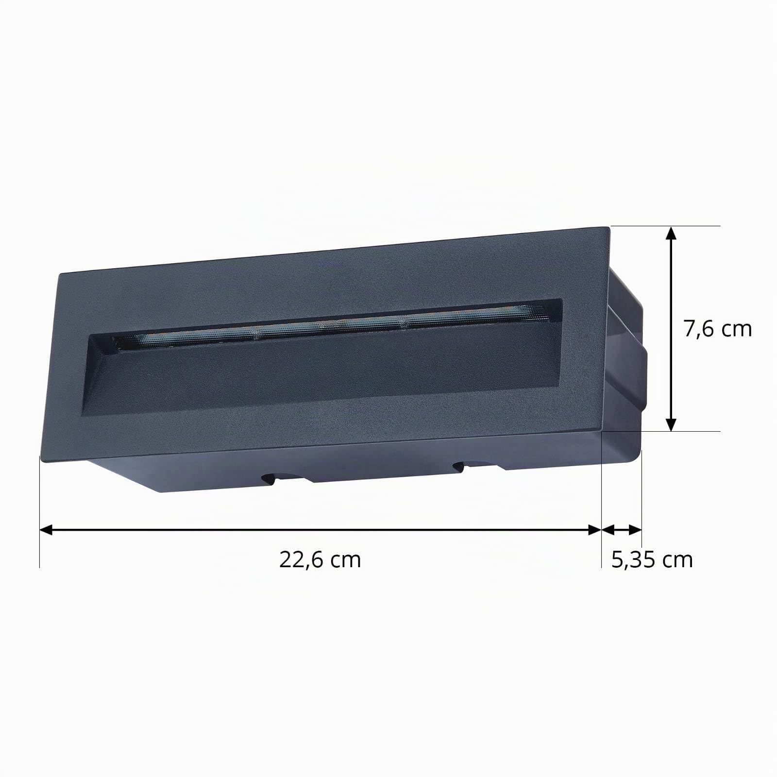 Lucande LED Lámpara de pared exterior Loya (Moderno) en Negro hecho Aluminio (1 llama, lámpara empotrable para exteriores, aplique exterior/fachada vivienda