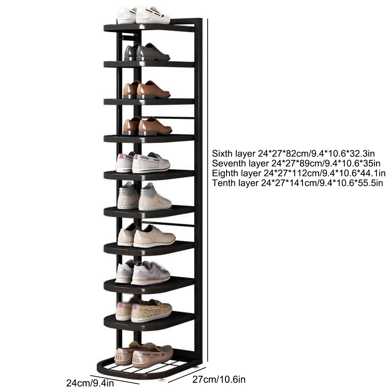 JHDXL Scarpiera Girevole, Scaffale Angolare, Portascarpe Verticale, Multifunzionale, Carosello Portascarpe Supporto, Autoportante Con Ripiani Aperti(Black,82cm/32.3in)