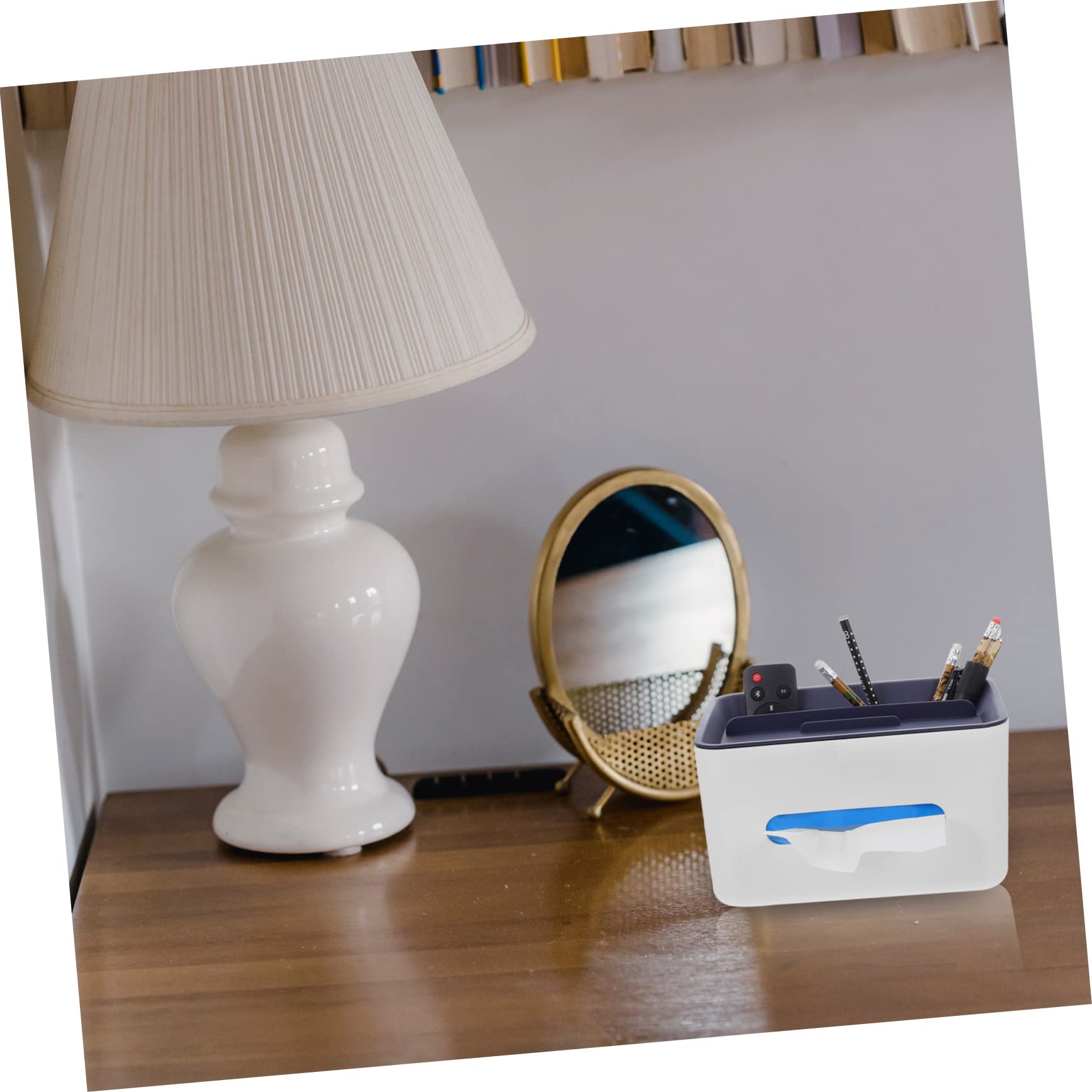 Garneck Tissue Box Storage Holder Desktop Tissue Boxes Remote Large Case Dispenser Sundries Organizer Mounted Tissue Container Tabletop Organiser Organizers Desk Storage Organizer Blue