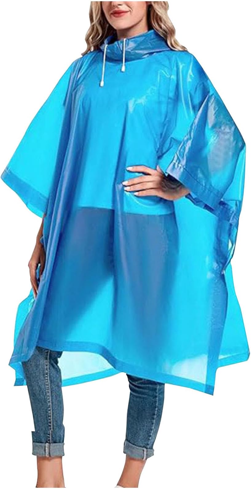 PLzegusRain Ponchos for Adults Reusable Drawstring Hood Waterproof Thicken Rain Coat Rain Jackets Waterproof with Hood