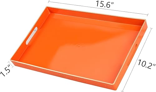 Miniatura 3 de Zosenley Bandeja decorativa, bandeja rectangular de plástico con asas, moderna bandeja de tocador y bandeja para servir para baño, cocina, otomana y