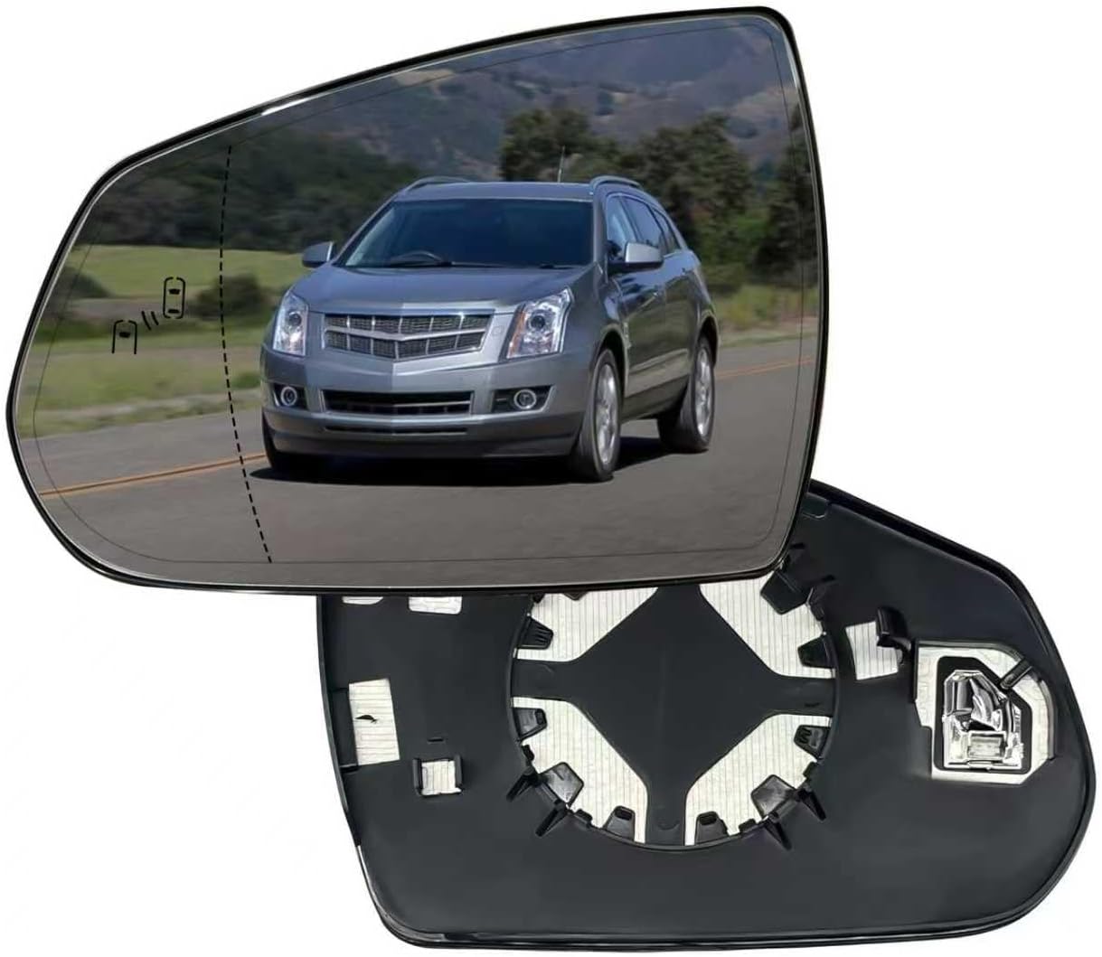 Left Driver Side Mirror Glass With Heated & Blind Spot Compatible with 2010-2016 Cadillac SRX (Driver Blind Spot)