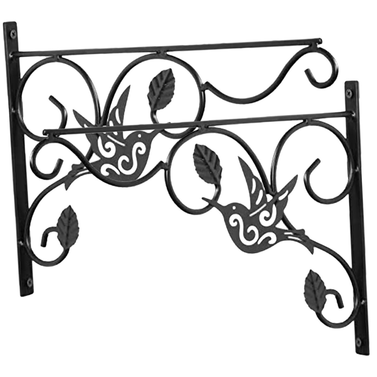 GANAZONO 2 pezzi Staffa da Parete in Ferro Nero per Vasi Sospesi Mangiatoie Uccelli e Decorazioni Supporto Solido e Compatto per Giardino Balcone e Interni