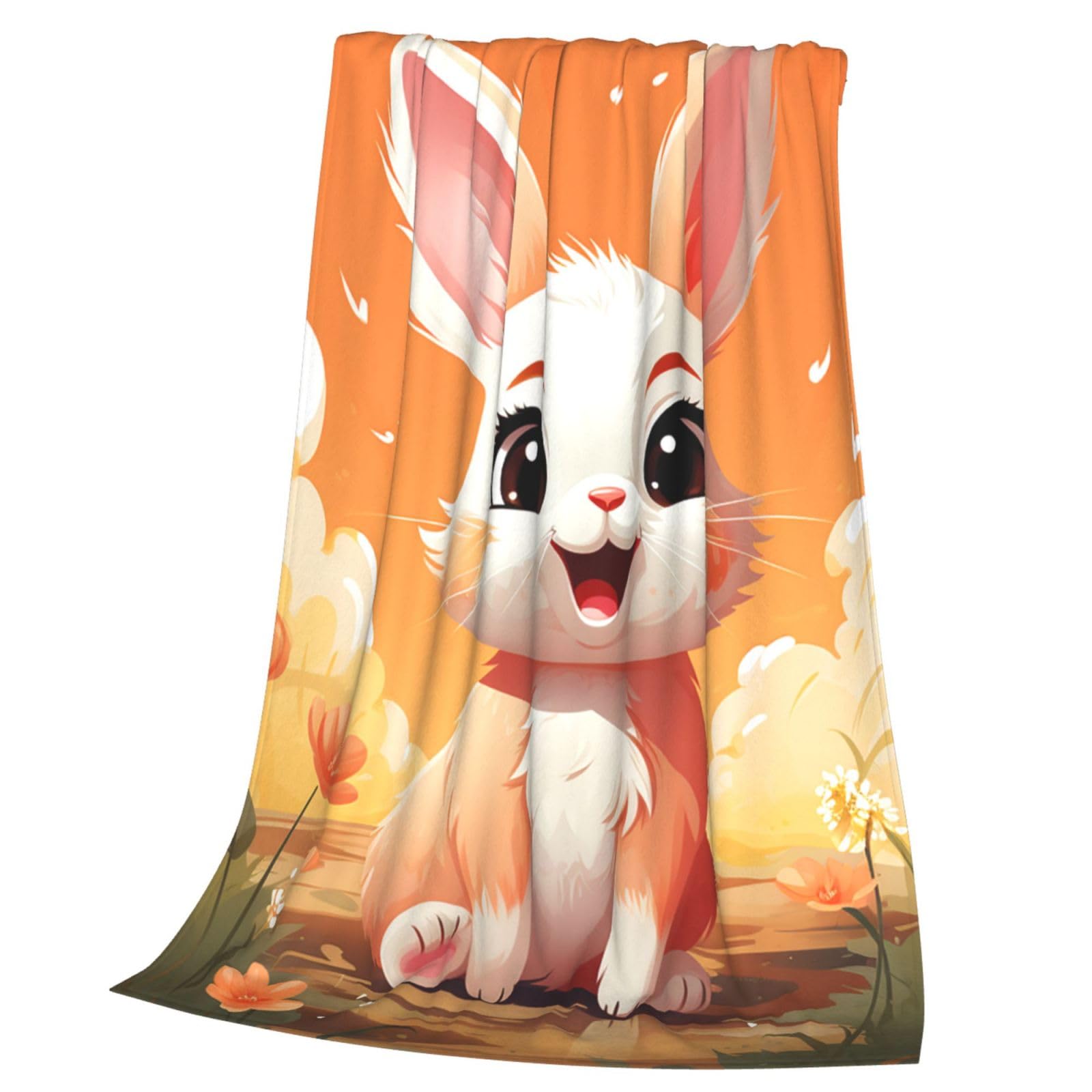 Couverture flanelle lapin de Pâques jeté de canapé léger et confortable pour vos soirées télé