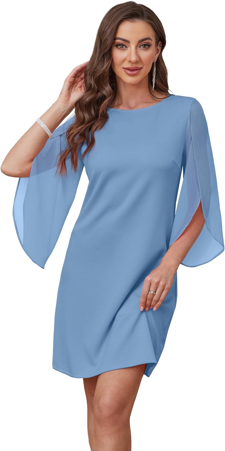 RUMIA Womens Cocktail Dresses Flutter Sleeve Wedding Guest Dresses - Image 2