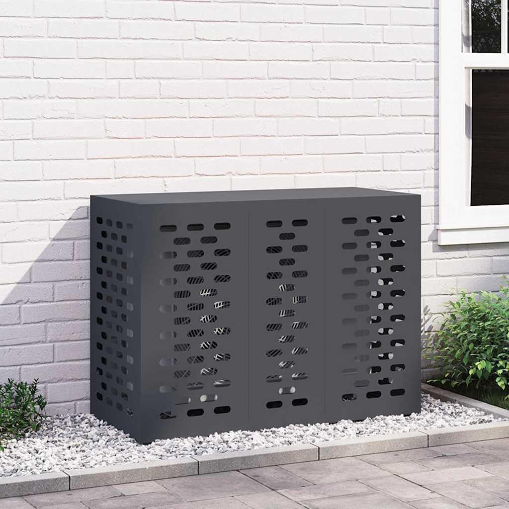 vidaXL Klimaanlagenabdeckung Anthrazit 110 x 50 x 80 cm Stahl, Luftfilter für Klimaanlage, Garten-Geräteabdeckung, wetterfest, schützender Winterbezug, rechteckig