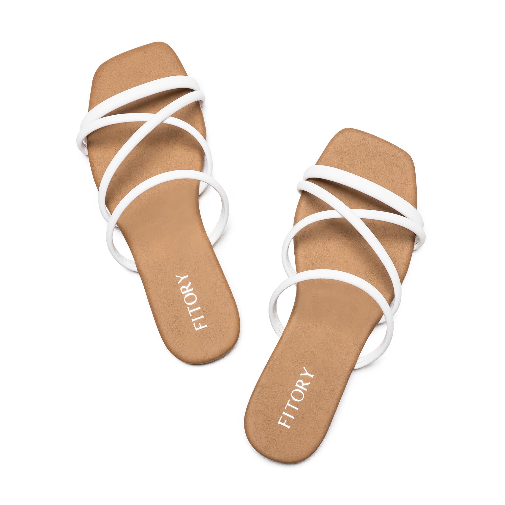 FITORY Women's Slide Sandals, Chic Cross-Strap &amp; Comfy Flat shoes for Summer