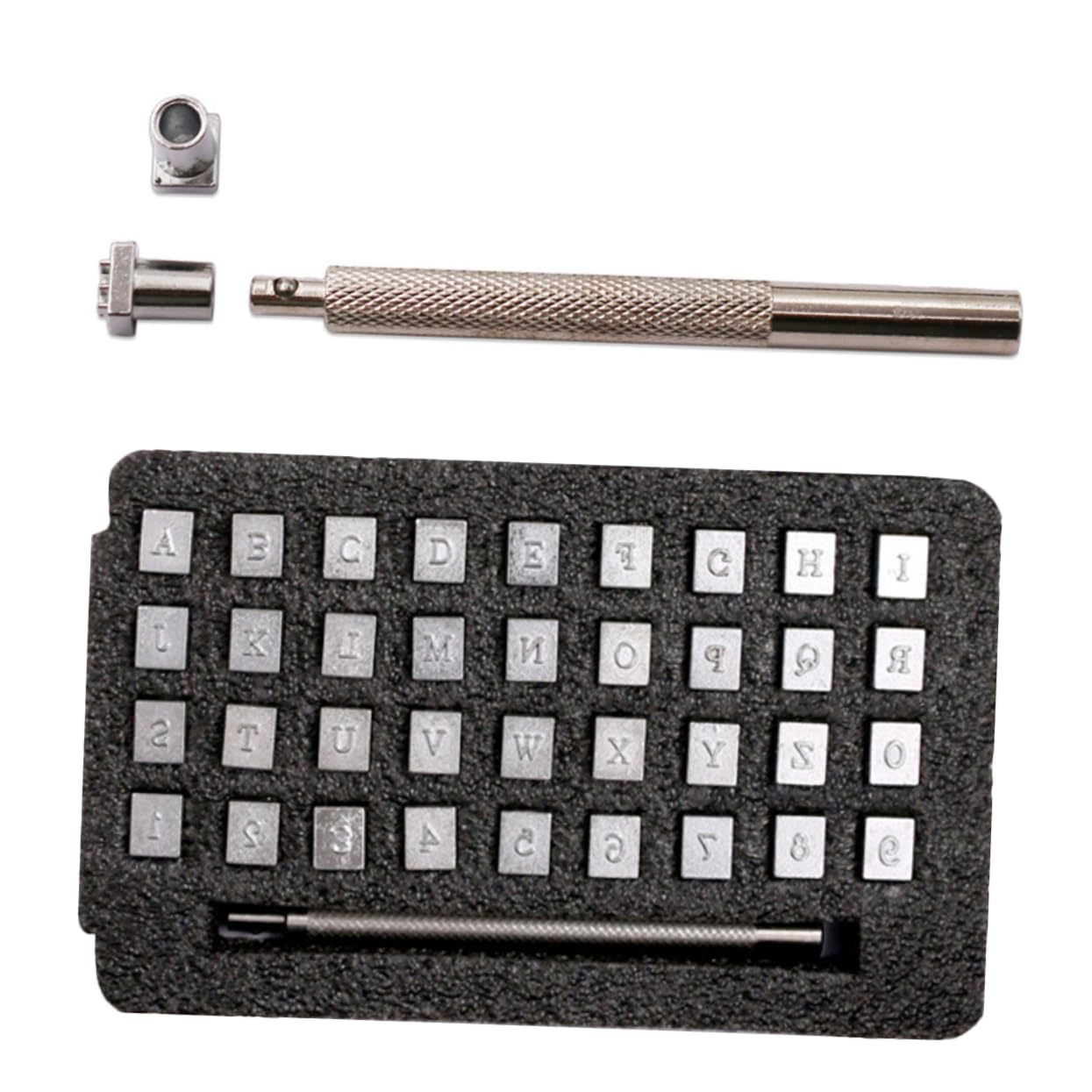DOITOOL 36Pcs Carbon Steel Letter Number Stamp Set Alphanumeric Leather Punch Tool for DIY Logo Marking and Crafting Durable Stamping Dies for Leather Projects