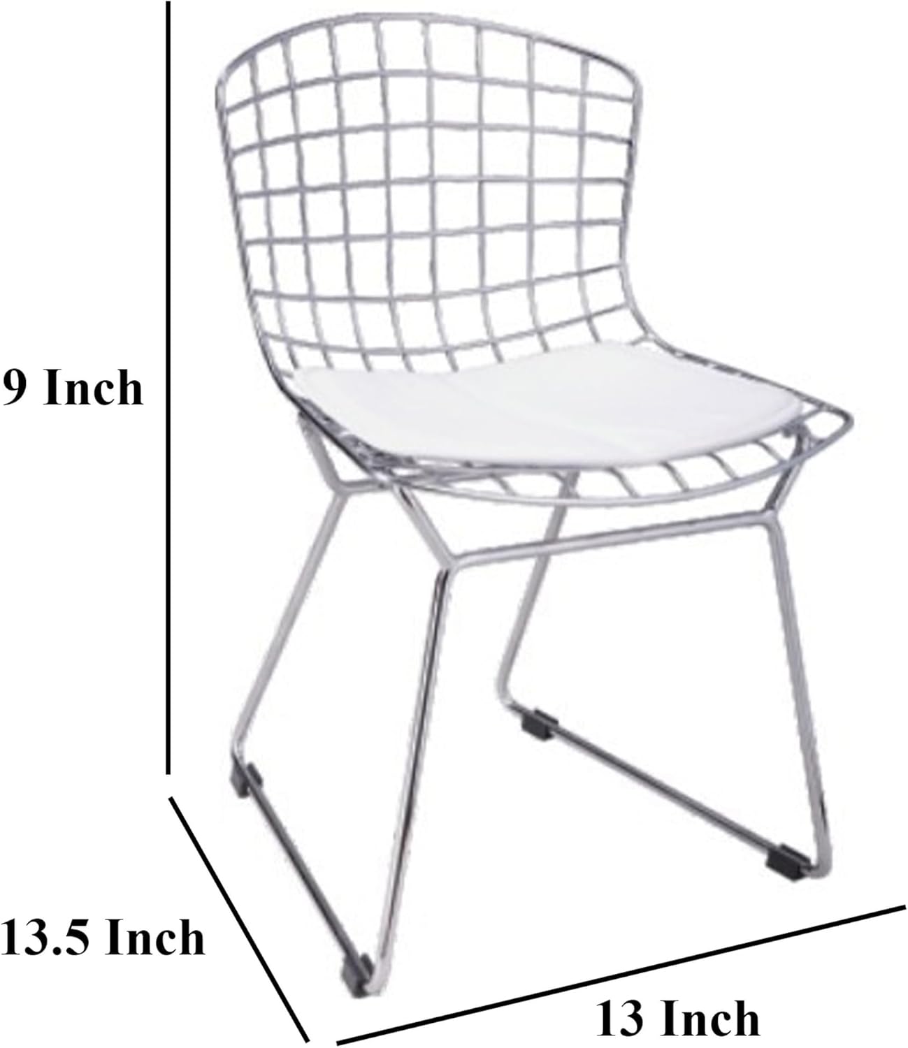 Benzara Kids Shuttle Chair Set of 2- White Faux Leather- Mesh Chrome Metal