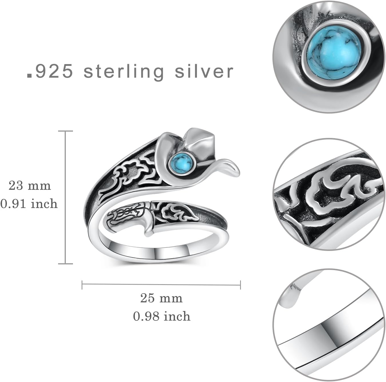 Spoon Ring for Women 925 Sterling Silver Daisy/Heart/Witches Knot/Western/Butterfly Adjustable Rings Vintage Thumb Rings Jewelry Gifts for Women - Image 4