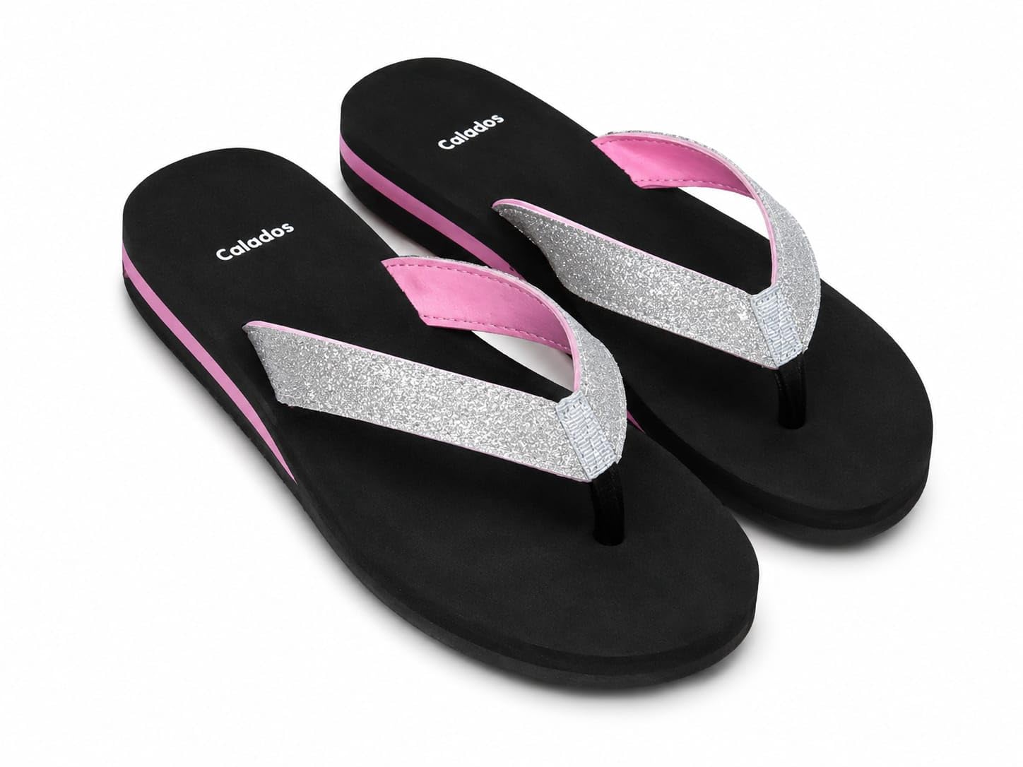 Women's Stylish Black & pink Silver Glitter Flip Flops-picture-18
