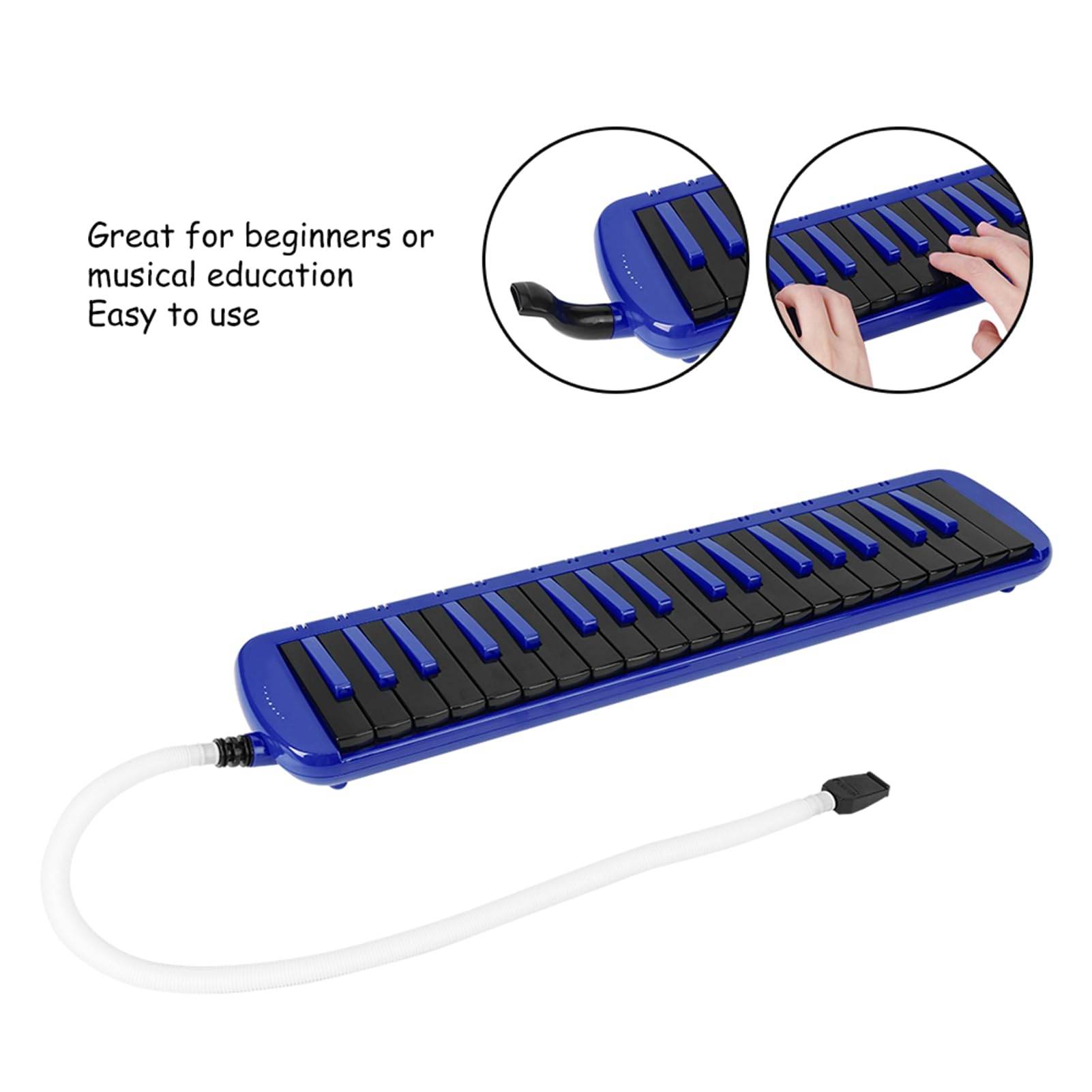Mélodica, 32 Touches Mélodica 37 Touches Clavier avec Sac de Transport Embout de Sarbacane 37 Instrument de Musique à Vent pour Débutant (BLUE)