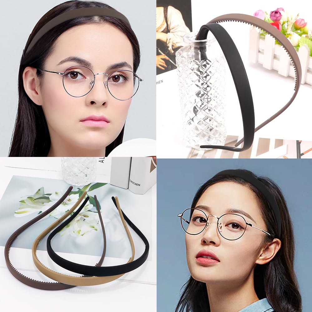 TOBATOBA Flex No Pressure Headbands for Glasses Wearers, Sunglasses Headband No Headache Comfortable Headbands Non Slip, Matte Plastic Hairbands with Teeth, Hair Accessories for Women Girls