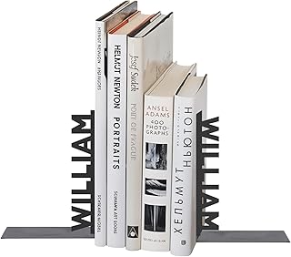Personalized Name Bookends Decorative 2 Pcs, Metal Book Ends for Shelves...