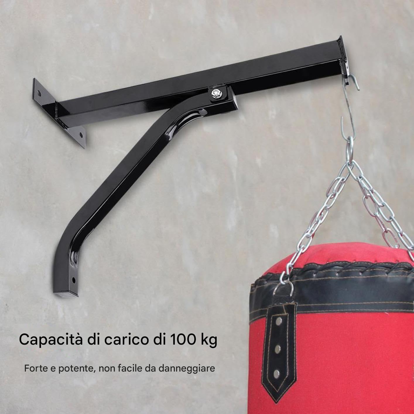 Supporto a Parete per Punching Bag Montaggio a Muro per Sacco da Boxe | Capacità di Carico 150 Kg Accessorio Palestra Casa per Allenamenti Boxe Kickboxing Thai