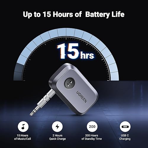 Miniatura 16 de UGREEN Adaptador Bluetooth 5.4 para automóvil, llamadas manos libres y cancelación de ruido, adaptador AUX a Bluetooth para automóvil, receptor